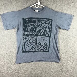 Vintage 90s Disney's The Lion King "Remember Who You Are" T Shirt Size M Blue
